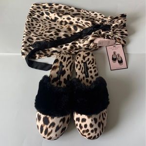 NWT Victoria Secret Women Cheetah Sippers Brown Black Fax Fur Size Small 5/6
